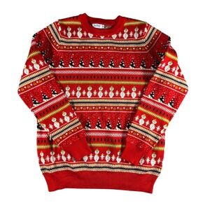 JoyJoy Red Snowman Christmas Holiday Sweater Women Size M Vintage